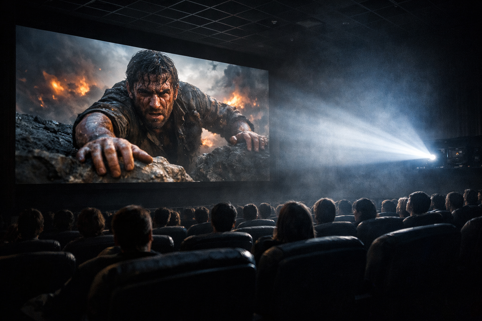 Projekcja filmowa na dużym ekranie