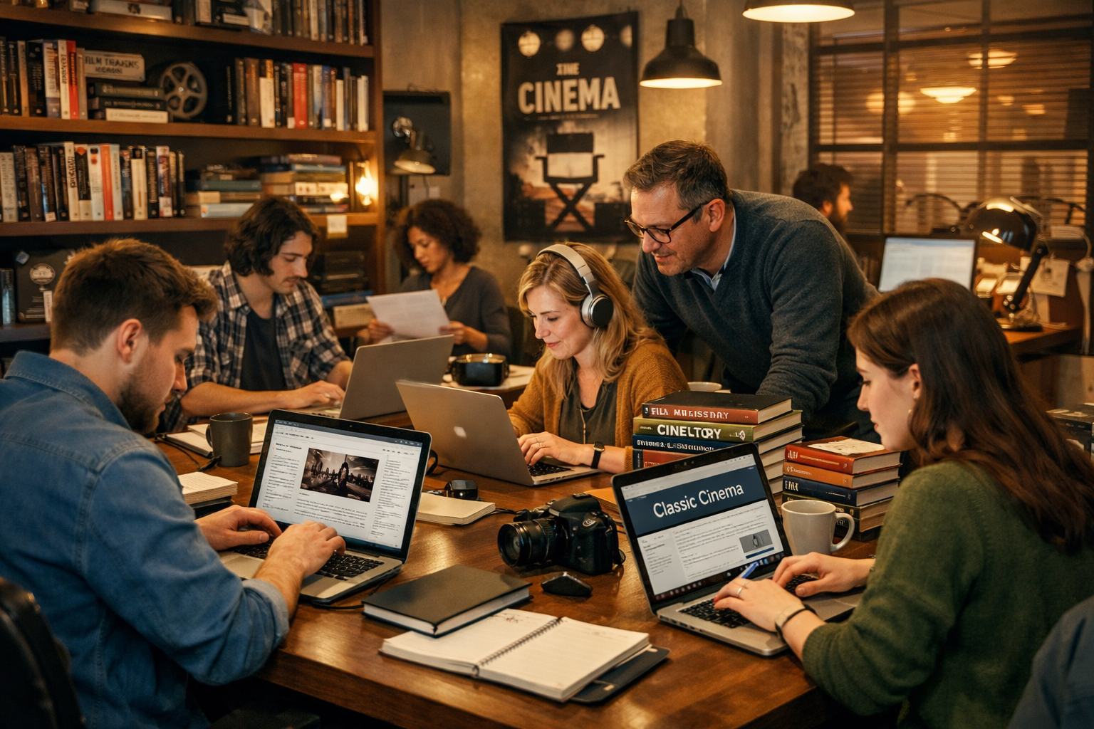 Praca redakcyjna nad artykułami o kinie